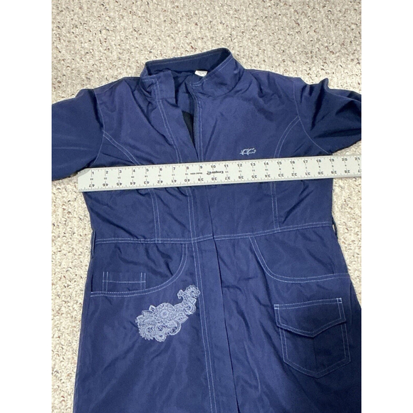 Womans Hasema Blue Extra Small Zip Front Knee Length Light Weight Raincoat - Picture 5 of 8